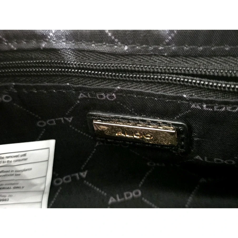 Elegant Aldo Shiny Black Mock Croc Shoulder Bag With Gold Chain Strap Date Night